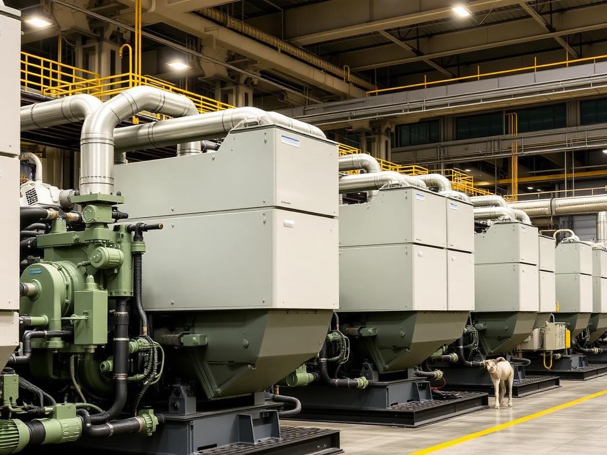 Row of industrial generators